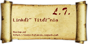 Linkó Titánia névjegykártya